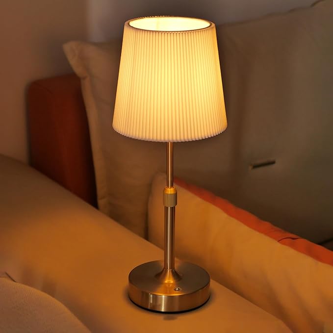 Cordless Touch Table Bedside Lamp, 12-15" Height Adjustable Dimmable Rechargeable Desk/Nightstand Lamp for Bedroom/Living Room/Kitchen/Dining/Home/Room Decor