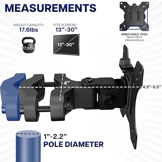 VIVO Steel Universal Bracket Pole Mount with Removable 75mm and 100mm VESA Plate, Fits up to 30 inch Screens, Black, MOUNT-POLE01