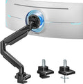ARES WING Ultrawide Monitor Arm, Heavy Duty Single Monitor Mount for 13"-49" Curved Screens, Adjustable Stand for Desk with C-clamp & Grommet Base up to 40 LBS, Black