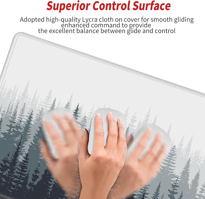 Misty Forest Mouse Pad 24x12 Desk Mat for Desktop Gaming Mousepad Long Desk Pad Stitched Edges XL Computer Mat Large Mouse Pads for Wireless Mouse Office
