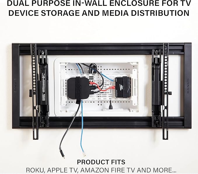 Legrand - OnQ 9" In-Wall Media Box For Device & Cable Management - Structured Wiring Enclosure With Customizable Knockouts - Includes Removable Mounting Plate For Maximum Capacity - White, ENP0905NAV1
