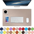 Boutilon Leather Desk Pad Protector,Non-Slip Mouse Pad,Laptop Desk Pad,Office Mouse Mat,Waterproof Leather Desk Blotter,Desk Writing Pad for Office and Home (S-Champagne,24"x 14")