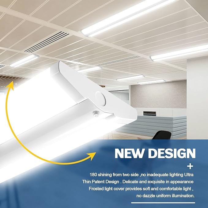 AntLux 4FT LED Wraparound Light Fixture 50W Ultra Slim LED Shop Lights for Garage, Eye Care, 5500 Lumens, 4000K Neutral White, 4 Foot Flush Mount Office Ceiling Wrap Light for Workshop Kitchen Laundry