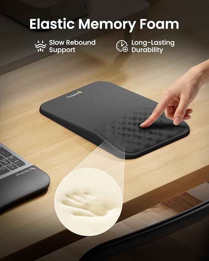 ProtoArc Ergonomic Mouse Pad with Wrist Rest, MP50 Mousepad with Massage Design, Soft Memory Foam and Non-Slip PU Base for Desk, Home, Office, 12x8 Inches, Black