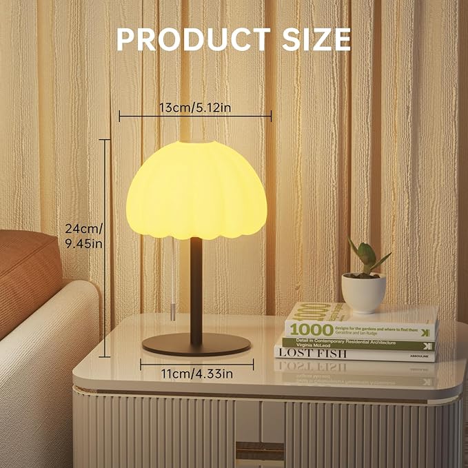 Touch Bedside Table lamp, RGB Mode Dimmable Small Lamp for Bedroom, Pull Chain Table Lamps with 4 Light Modes, Multi-Color Nightstand Lamp for for Living Room Home Gifts