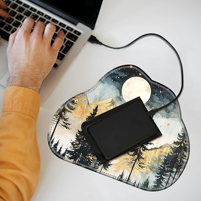 Cute Mouse Pad Plus 1 Coaster, Small Gaming Mouse Mat 11.8 x 9.45 inches, Travel Mouse Pads with Durable Stitched Edges Non-Slip Base, Landscape Forest Decor Mousepad for Office Home