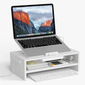 Adjustable Wood Laptop Stand, Ergonomic Height Angles Computer Holder Riser for Desk Compatible with Air, Pro, Dell, HP, Lenovo More 10-17.3" Laptops, White