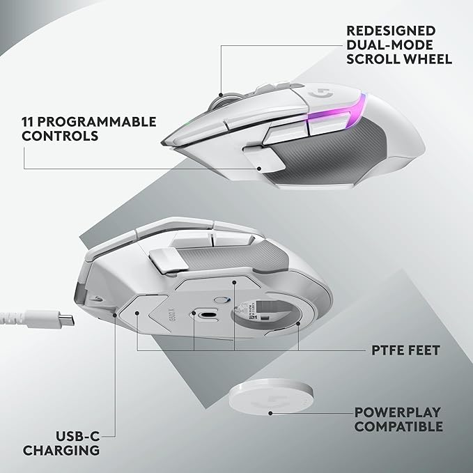 Logitech G502 X PLUS LIGHTSPEED Wireless RGB Gaming Mouse and G640 SE Large Cloth Gaming Mouse Pad (460 x 400 x 3 mm) - White