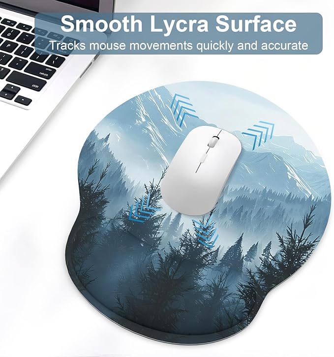 Ergonomic Mouse Pad with Wrist Rest and Keyboard Wrist Rest, Mousepad and Wrist Rest for Computer Keyboard, Non-Slip Rubber Base, Mouse Pad with Wrist Support for Gaming, Cloud Forest