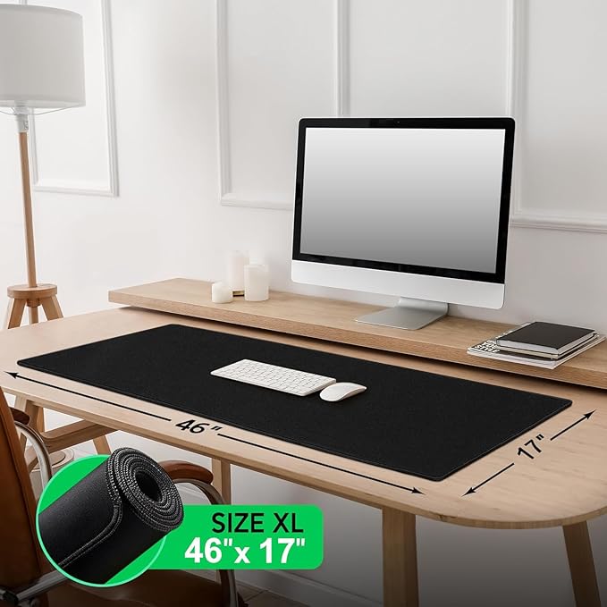 Huge 46”x17” 5mm Gaming Mouse Pad Large Mouse Pad for Desk Gaming Giant Black XXL Thick Long Extra Large Extended Big Gamer Desk Mat
