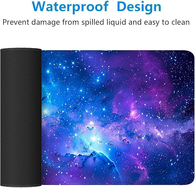 Purple Galaxy Desk Mat Space Nebula Universe XL Mouse Pad Large Mousepad Extended Laptop Keyboard Mat Gaming Desk Pad Mouse Mat 31.5"x11.8" Office Computer Keyboard Laptop Home
