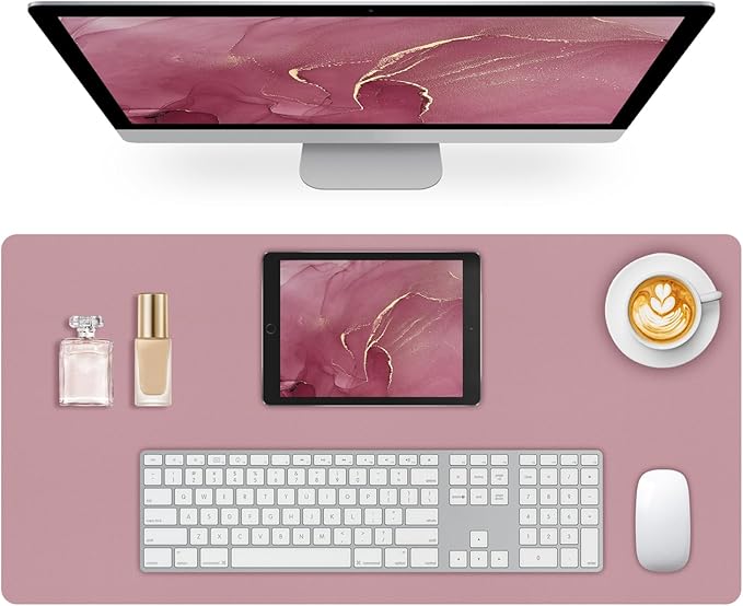 Non-Slip Desk Pad Mat, Leather Desk Mat for Desktop, Large Purple Mouse Pad, Waterproof Computer Mouse Mat Desktop Protector for Office/Home, 23.6" x 13.7"
