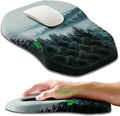 Ergonomic Slope Mouse Pad Wrist Support, Wrist Rest Mousepad for Carpal Tunnel with Massage Bulge and Slow Rebound Memory Foam (12x8 inch, Foggy Forest)