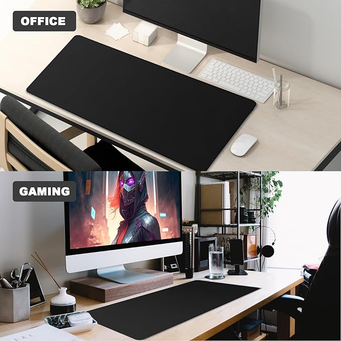 Large Mouse Pad, Desk Mat Office Desk Pad Gaming Mouse Pad with Stitched Edges, 31.5" x 15.7" Mousepad with Non-Slip Waterproof Rubber Base for PC Laptop Desk Home Office Accessories, Black