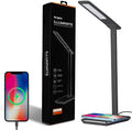 LED Desk Lamp | Wireless Charger & USB Port | 4 Color Modes & 10 Brightness Levels | Eye Caring Touch Control Lamp with Auto Timer | Foldable Adjustable Arm | Modern Light for Office Bedroom