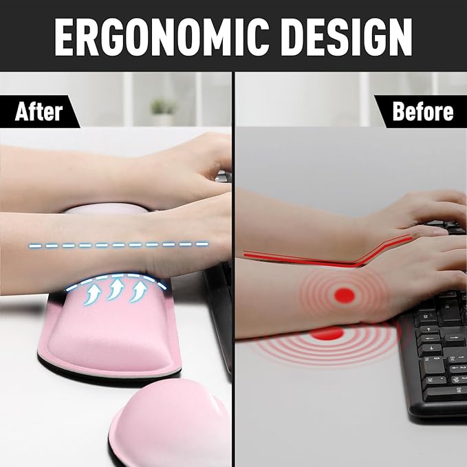 Gimars Upgrade Enlarge Silky Gel Memory Foam Keyboard Wrist Rest, Wrist Rest for Computer Keyboard, Ergonomic Mouse pad Rests for Typing, Wrist Support for Office, Gaming, Pink Gradient