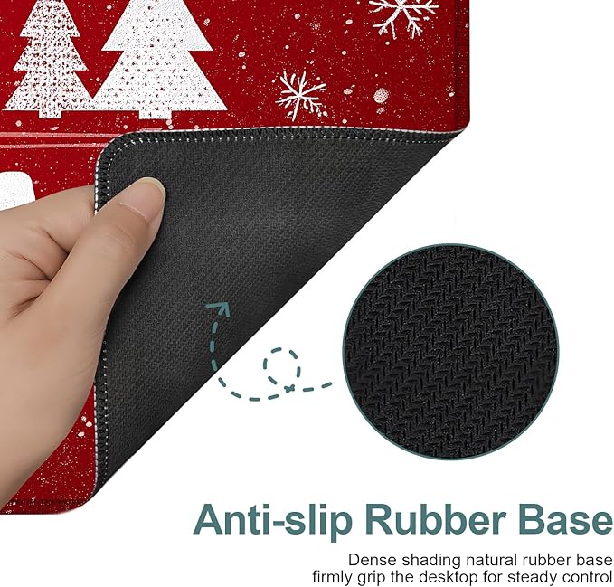 Merry Christmas Extended Gaming Mouse Pad 35.4x15.7Inch Large Desk Mat Anti-Slip Rubber Base & Durable Stitched Edges for Gamers Smooth Mouse Writing Surface for Desk Office/Home