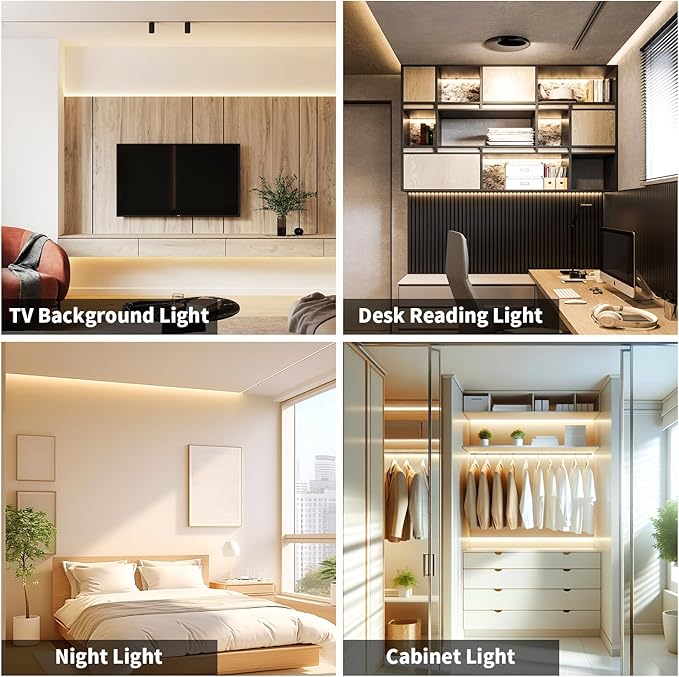 32.8FT/10m COB LED Strip Light, Warm White 3000K LED Tape Lights, 3200LEDS CRI93+ Flexible Dimmable Light Strip for Bedroom TV Backlight Mirror Kitchen Cabinet Wall Decor(with Plug)