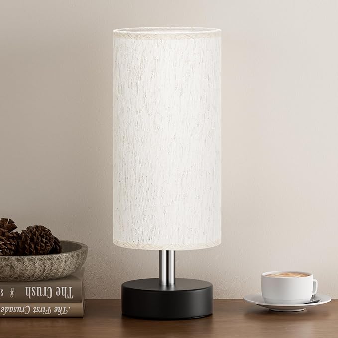 Small Table Lamp for Bedroom - Bedside Lamps for Night Stands, Minimalist Nightstand Light Lamp, Desk Lamps for Living Room, Office, Dorm