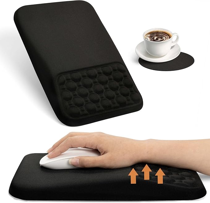 Ospelelf Mouse Pad with Wrist Rest Black Ergonomic Comfortable Wrist Support Mousepad for Laptop Computer