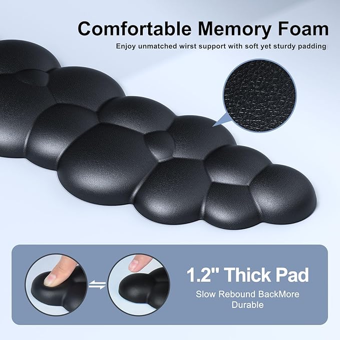 Cloud Mouse Pad with Wrist Rest, Cloud Keyboard Wrist Rest, Mouse Pad Wrist Support, Ergonomic Keyboard Mouse Wrist Support (Black)