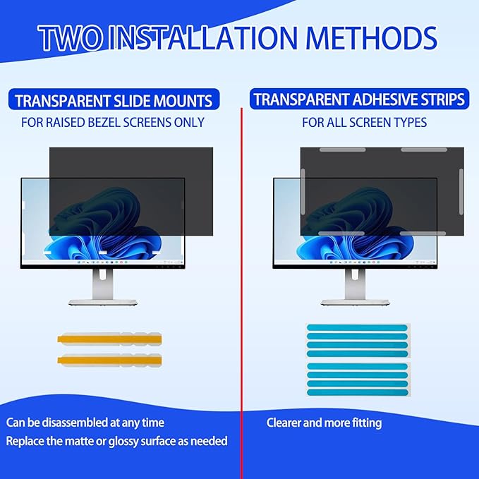20 Inch Privacy Screen for Monitor with 16:9 Widescreen Monitor Blue Light Screen Protector - Anti-Glare - Anti-Scratch Protector Film for Data Confidentiality Privacy Shield [2 Pack]