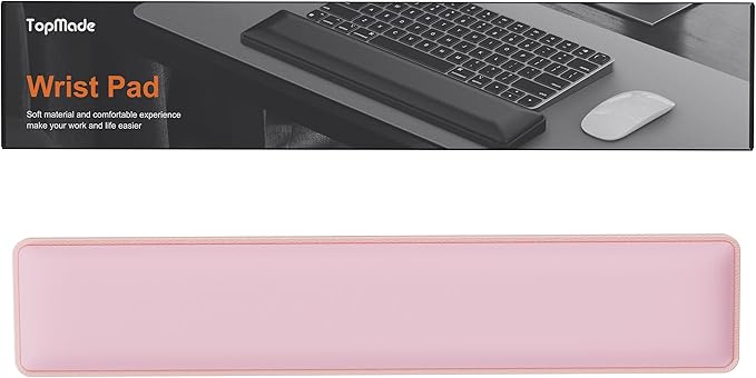 TopMade Keyboard Wrist Rest, Cooling Gel & Upgrade Soft Memory Foam Design Wrist Support for Keyboard, Full-Size Keyboard Hand Rest Pad, Ergonomic Palm Rest for for Long Hours of Work, Gaming, Pink