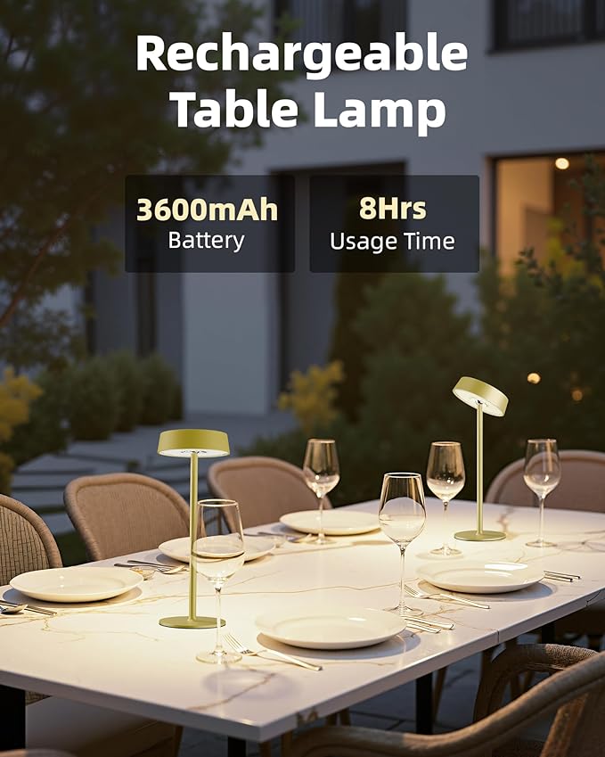 Cordless Lamp, RGB, Outdoor Waterproof, Dimmable Touch Control 3 Color Temperature, Battery Operated Portable, LED Memory Function, Rechargeable Table Lamp, Desk Lamp, Patio Dinning Restaurant Kitchen