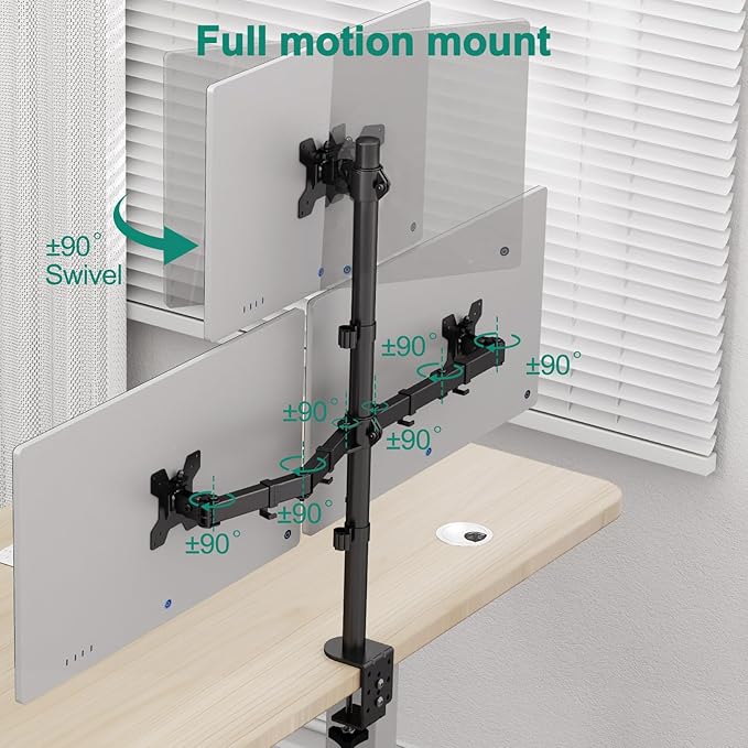 Triple Monitor Stand, Desk Mount for Three Screens up to 32 Inch, Stacked Monitor Arm for 3 Monitors Max 17.6lbs per Arm, Height Adjustable, Tilt, Swivel VESA Mount 75/100x100mm