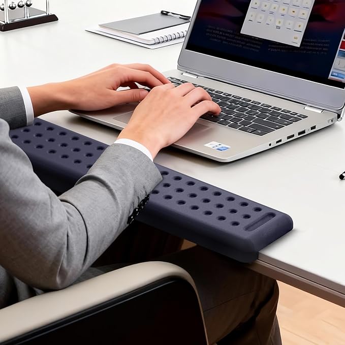 Leolee L-Shaped Desk Long Wrist Rest Elbow 60CM, Deep Blue Memory Foam Arm Rest for Desk with Non-Slip Base, Ergonomic Desk Edge Cushion, Wrist Support for Computer Keyboard, Typing, Office, Home