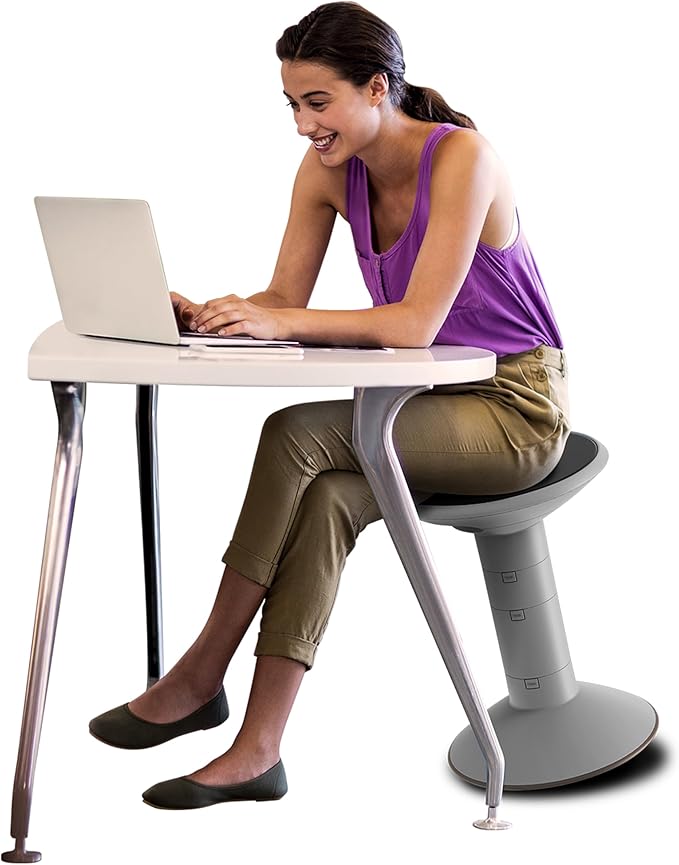 Storex Active Tilt Stool – Ergonomic Seating for Flexible Office Space and Standing Desks, Adjustable 12-24 Inch Height, Gray (00322A01C)