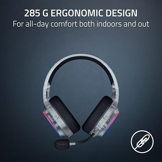Razer Barracuda X Chroma Wireless Gaming Headset: 2.4GHz Wireless & Bluetooth - Lightweight - RGB - 40mm Drivers - Cardioid Mic - 70 Hr Battery - For PC, Mac, PS5, Switch 2, Smartphone - Phantom White