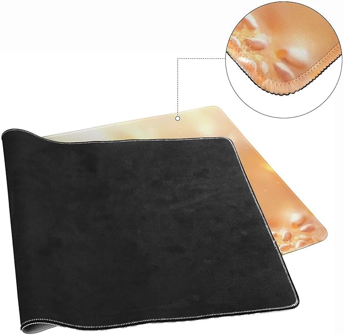 Large Ergonomic Gaming Mouse Pad Happy Hamster with Sunflower Seed - Cute Animal Theme with Non-Slip Base Water-Resistant Surface and Stitched Edges 40x90cm