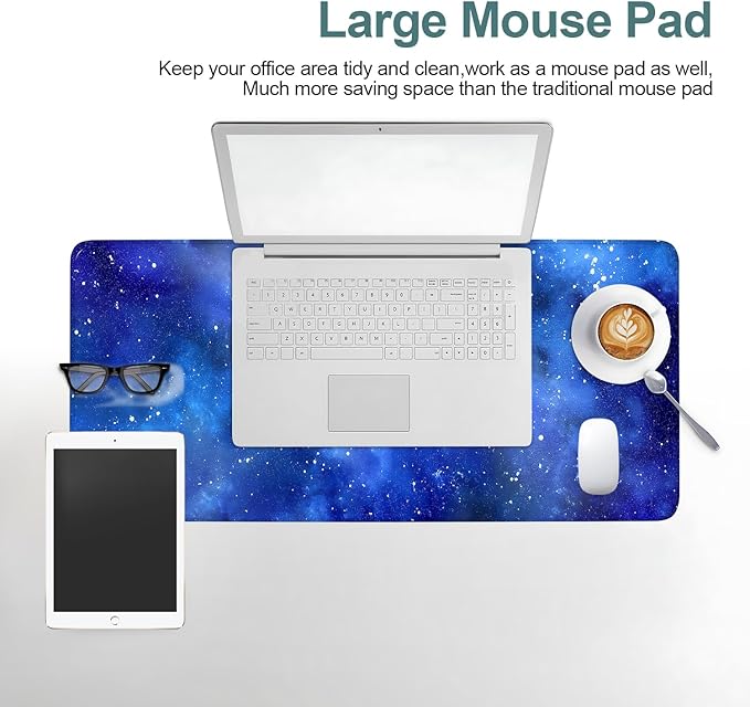 Starry Sky Extended Gaming Mouse Pad 31.5x11.8inches Large Desk Mat Anti-Slip Rubber Base & Durable Stitched Edges for Gamers Smooth Mouse Writing Surface for Desk Office/Home