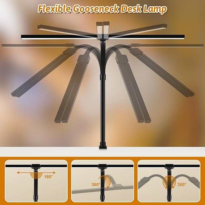 Small Desk Lamp for Office Dorm Home - Eye Caring Desk Light 18W Brightest Gooseneck Dimmable Table lamp with Anti-Glare Cover Base(No Remote)