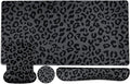 MOSISO Wrist Rest Support for Mouse Pad&Keyboard Set, Ergonomic Large Leopard Grain Desk Mat&Coaster Set, Non-Slip Mousepad&Easy Typing Cushion with Memory Foam for Home Office, Black