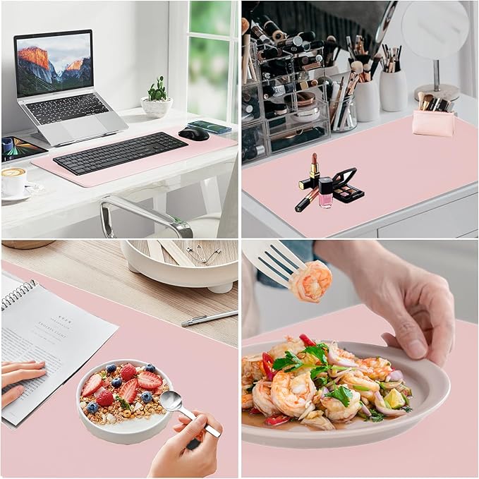 Desk Mat Wireless Charging Mouse Pad Large 32x16 Journey Desk Pad Mat with Wireless Charger Waterproof Pink Leather Computer Mat with Phone Charger Mousepad Non-Slip for Keyboard and Mouse