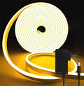 5M Neon LED Strip Light,12V Warm White Rope Lights with Plug, Waterproof Dimmable Flexible Bendable Silicone Lights for Bedroom TV Backlight Kitchen Cabinet Bathroom Ceiling Wall Indoor Outdoor Decor