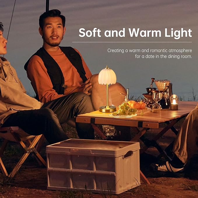 Set of 2 Tulip Table Lamp with 5000mAh Battery & Touch Control, Cordless Table Lamp with 3 Colors, Dimmable Rechargeable Table Lamps for Bedroom, Living Room, Entryways (White Tulip)