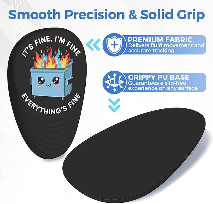 Dumpster on Fire Ergonomic Mouse Pad - Memory Foam Wrist Rest for Carpal Tunnel & Pain Relief, Non-Slip Base for Office & Gaming (12x8 Inch)