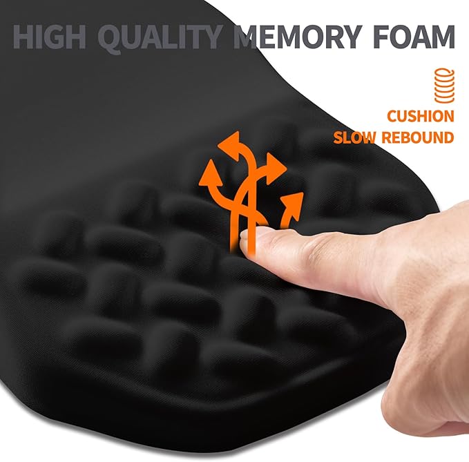Ergonomic Slope Mouse Pad Wrist Support, Wrist Rest Mousepad for Carpal Tunnel with Massage Bulge and Slow Rebound Memory Foam (12x8 inch, Black)