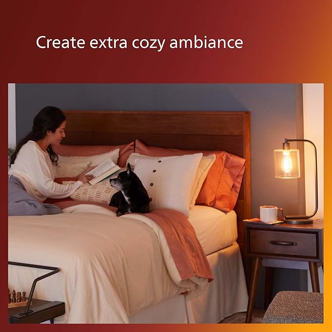 PHILIPS LED 40W A19 4-Pack Vintage Edison Soft White (2700K) 500 Lumen (5.5W = 40W) Dimmable Flicker-Free Light Bulbs