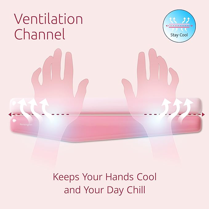 Kensington Duo Gel Mountain Wrist Rest for Keyboard, Wrist Pad for Full Size Keyboard, Ergonomic Wrist Pad for Computer, Non-Skid Computer Pad with Wrist Support, Pink K62677WW, 17.7" x 4.1"x 0.8”