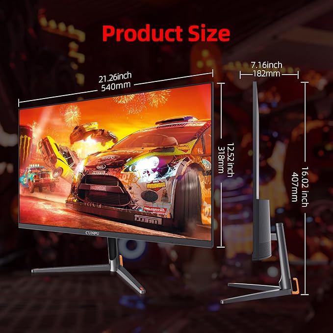 24 Inch Gaming Monitor, FHD 1080P 165Hz Monitor, IPS Display, Free-sync Compatible, 99% SRGB Color Gamut VESA 100 * 100mm Eye Care, Ultra-Slim Frame, Black