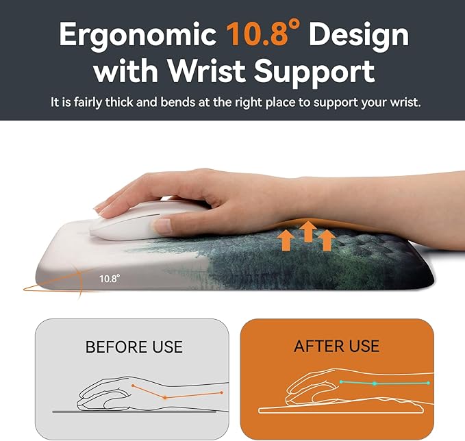 Ospelelf Mousepad with Wrist Rest Ergonomic Computer Comfortable Wrist Support Mouse Pad Green Forest Pattern