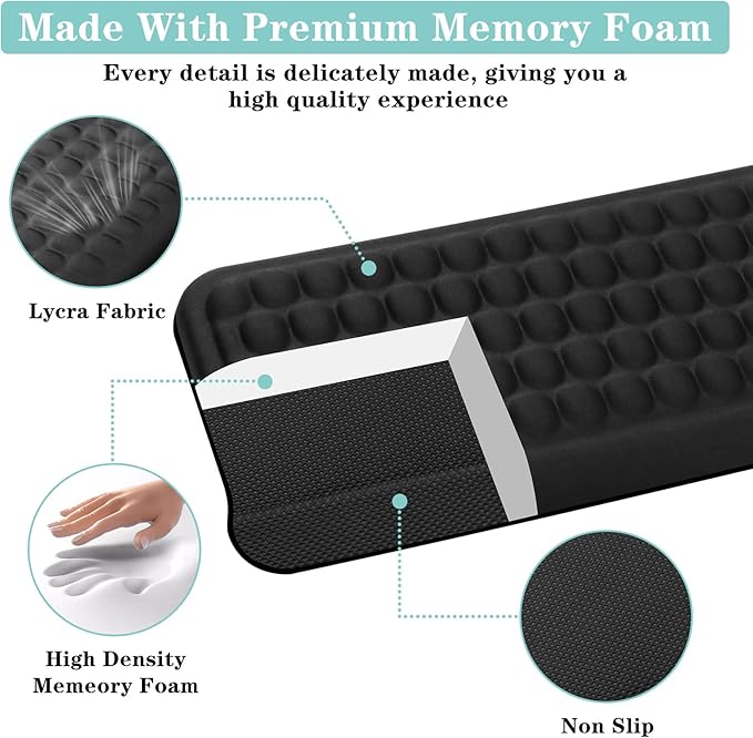 L-Shaped Desk Elbow Pad for Desk, 2-Piece Memory Foam Elbow Pads with Non-Slip, Ergonomic Desk Edge Cushion, Wrist Support Arm Rest for Office and Gaming (11.8 * 3.9 inch)