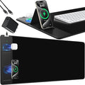 Mouse Pad with Foldable Phone Holder, Wireless Charging Desk Mat, 31.5"x15.8" Large Mousepad with Superior Micro-Weave Cloth, XXL Desk Pad with Non-Slip, Waterproof Keyboard Pad for Home & Office