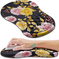 Hokafenle Ergonomic Mouse Pad Wrist Support, Wrist Rest Mousepad for Carpal Tunnel with Integrated Memory Foam Slope Massage Bulge (11.8x7.9 inch,Golden Powder Flower)
