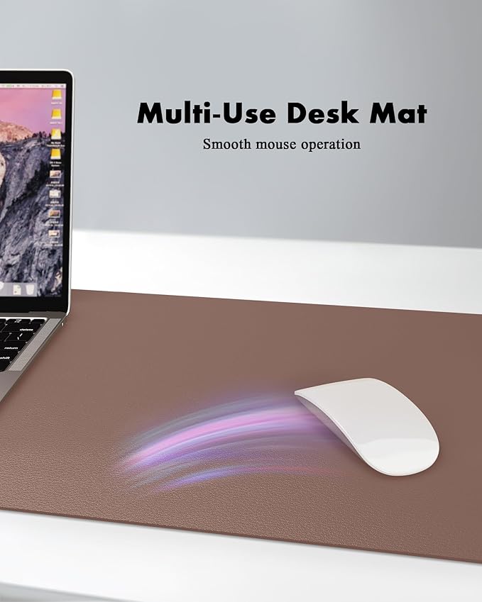 YSAGi Double-Sided Desk Pad, 35.4"x17"Leather Desk Mat, Eco Cork Desk Pad Protector,Large Mouse Pad,Waterproof Desk Blotter for Office/Home(Chocolate)