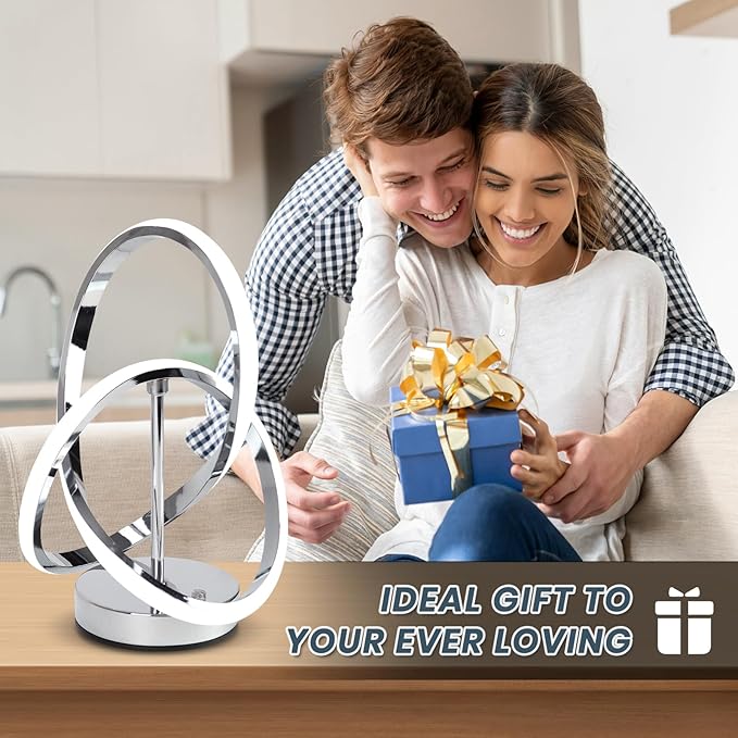 Modern Spiral Table Lamps, LED Modern Table Lamp, Chrome Decor Bedside Light with Touch Control, 3 Color Dimmable Nightstand Lamp for Bedroom, Side Small Table Lamp for Living Room
